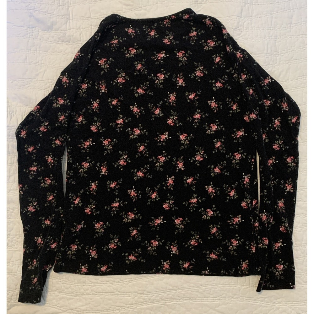 Lauren Ralph Lauren Women's XS Black Floral Top Cotton Viscose - Picture 3 of 6